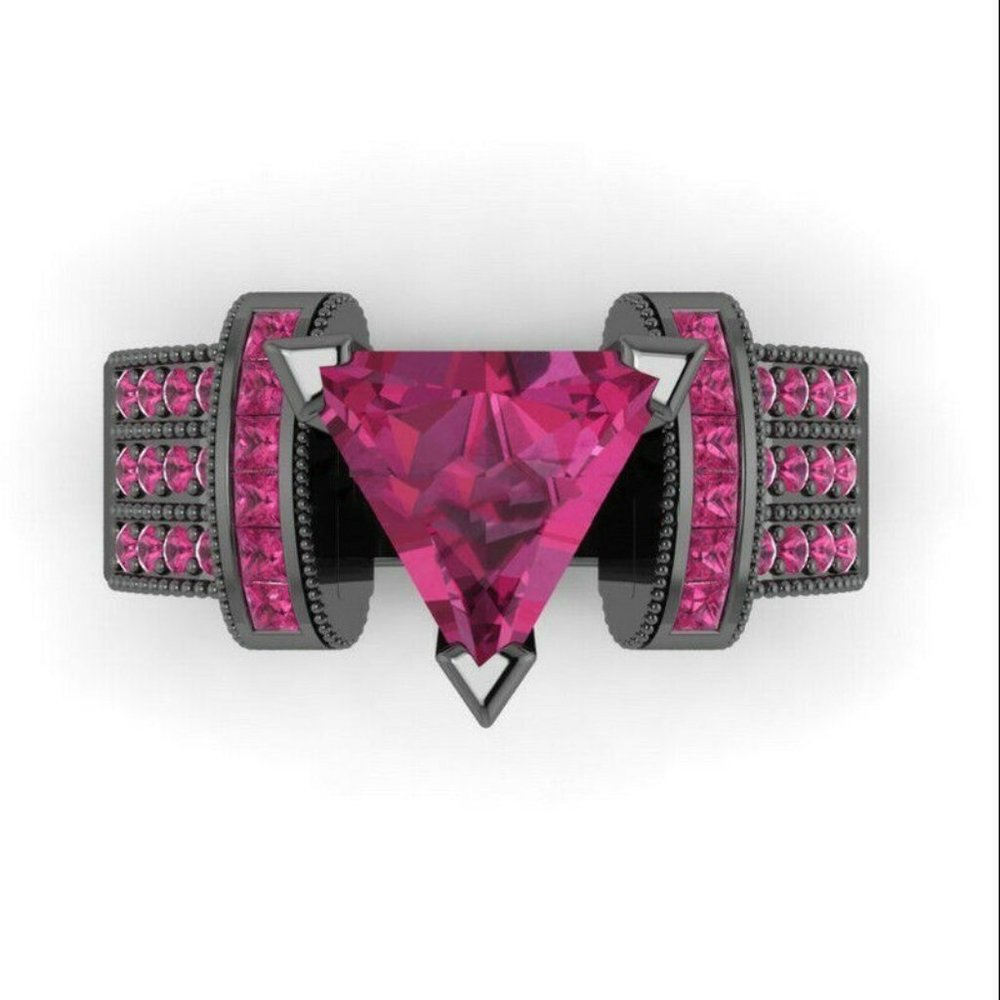 Romantic 14K Black Gold Plated Trillion Cut ring